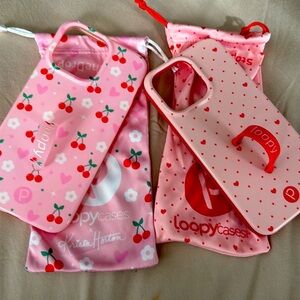 iPhone 15 pro max loopy case bundle - Krista Horton cherries 🍒 & pink hearts 💕